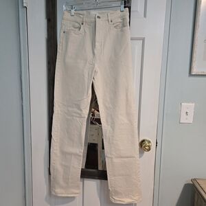 LOFT Women's Straight Cream Jeans